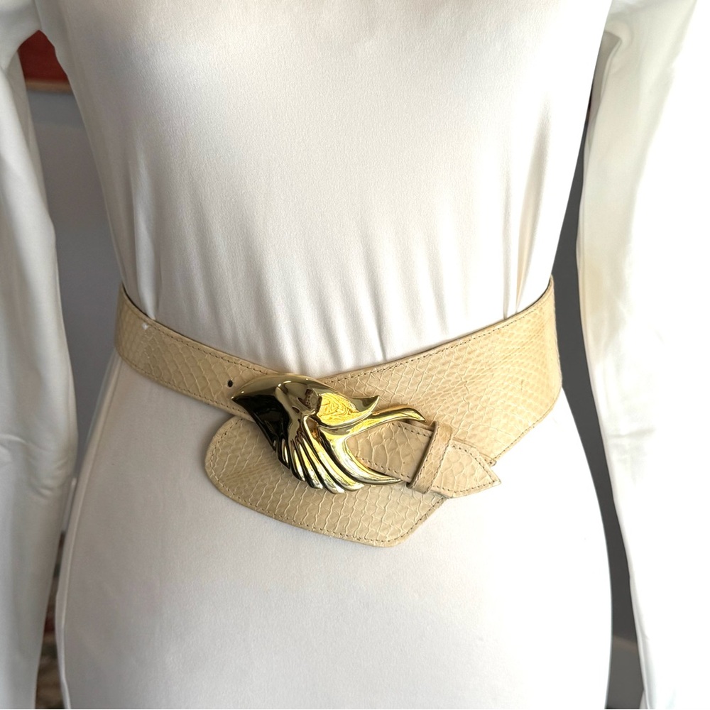 Vintage Snakeskin Cream Belt - Picture 5 of 9